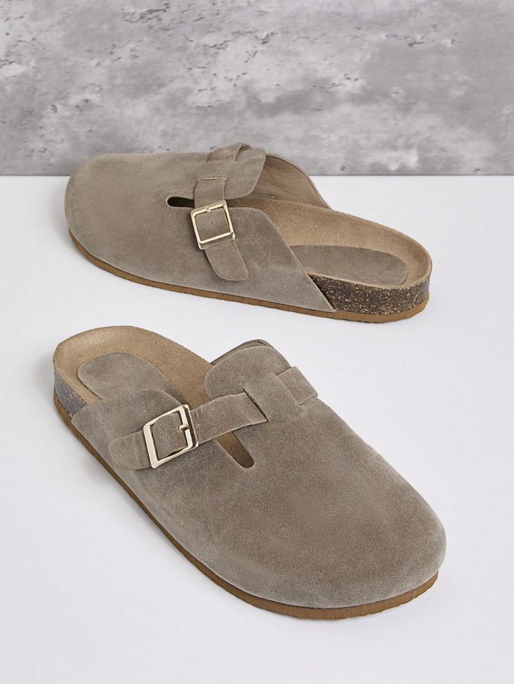 Women’s Wide Fit Slide Clogs – Round Toe & Adjustable Cork Footbed Comfort