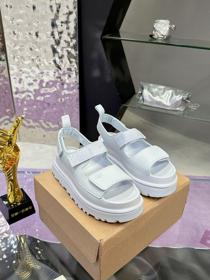 Step Up Your Style with Gold Velcro Chunky Sandals