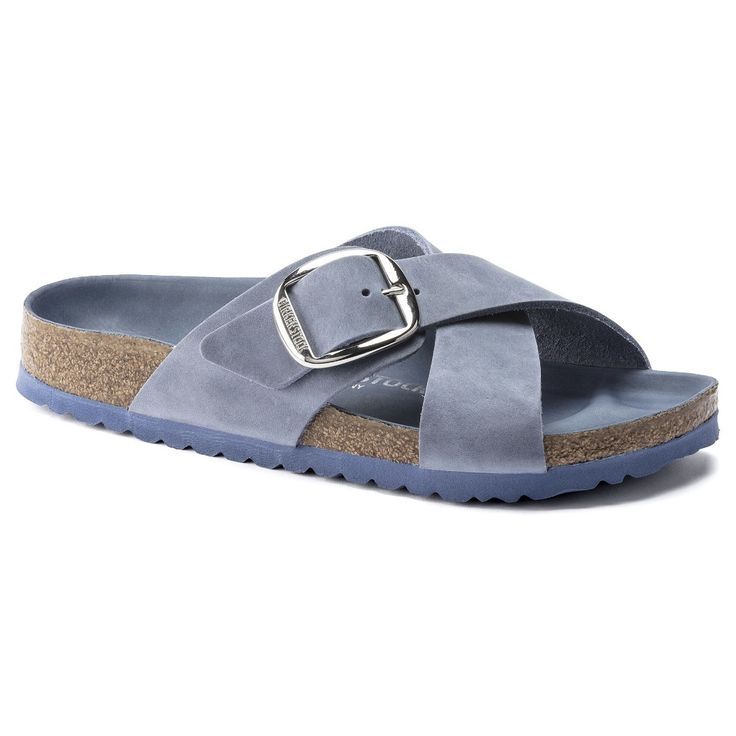 Birkenstock Blue Suede Cross-Strap Sandals
