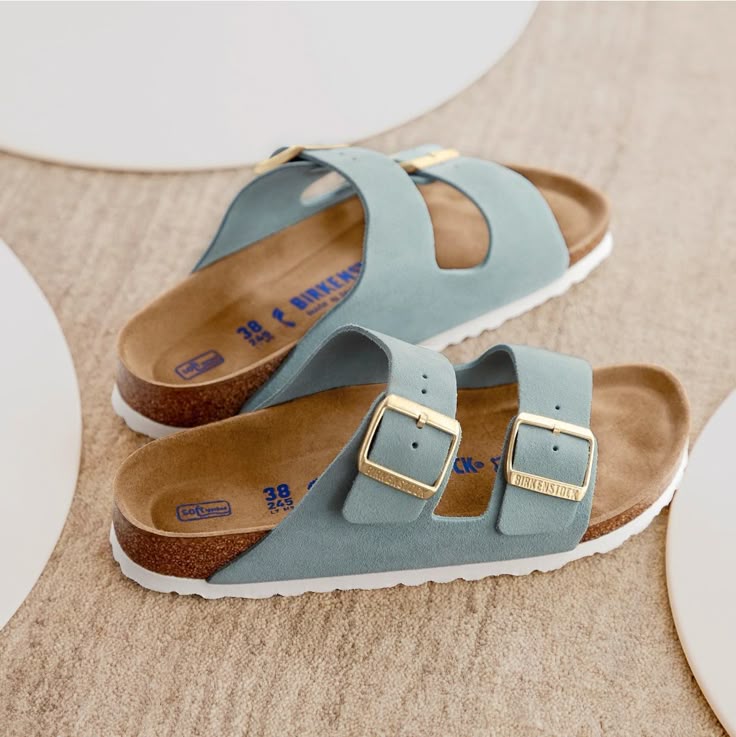 Birkenstock Blue Suede Cross-Strap Sandals