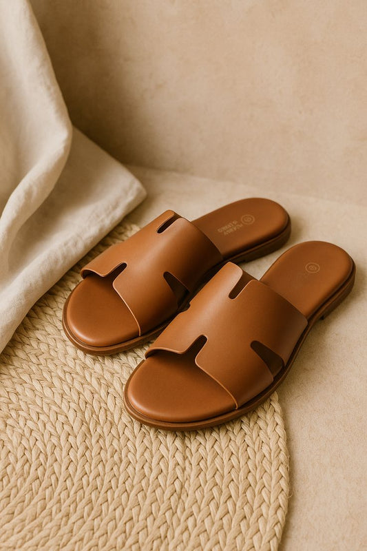 Minimal Muse: Soft Neutral Cut-Out Slides for Effortless Style