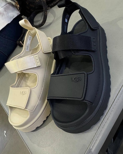 Step Up Your Style with Gold Velcro Chunky Sandals
