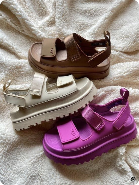 Step Up Your Style with Gold Velcro Chunky Sandals