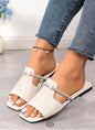 Elegant Summer Slip-On Sandals – Rhinestone Cross-Band Slides with Soft Upper